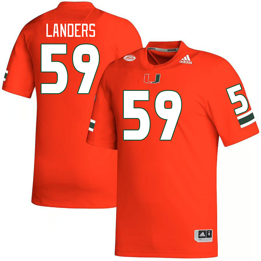 Men #59 Gabe Landers Miami Hurricanes College Football Jerseys Stitched-Orange - Click Image to Close